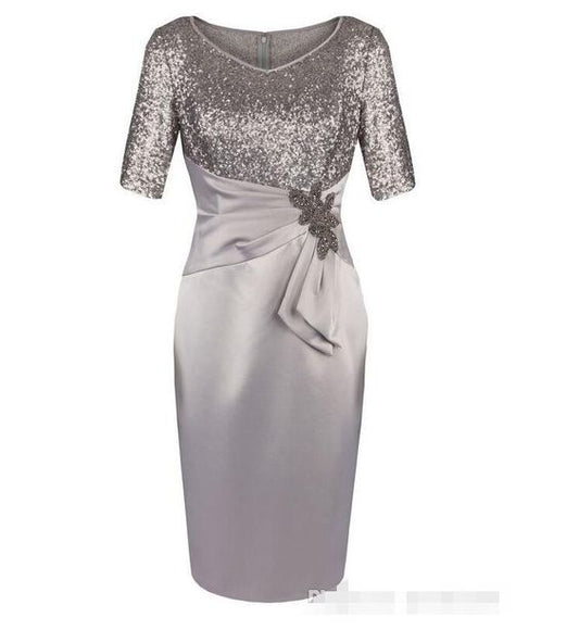 V Neck Hortensia Homecoming Dresses Sheath Mother Of The Bride Dresses With Sequins CD23433