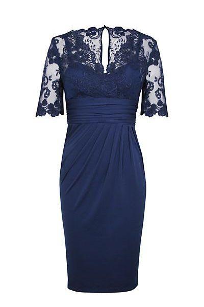 Eleagnt Short Sleeves Empire Navy Blue Homecoming Dresses Angelina Short Mother Of The Bride CD23434
