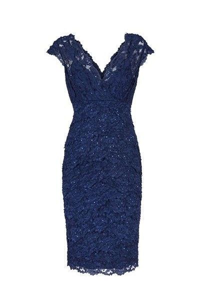 Sexy V Neck Navy Blue Short Homecoming Dresses Lace Haylee Mother Of The Bride Dress CD23435