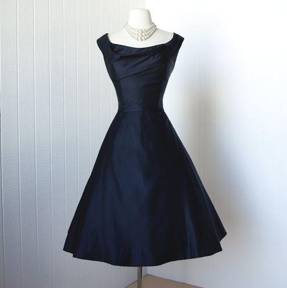 1950S Vintage Akira Homecoming Dresses Dress Navy Blue Gowns Mini Short