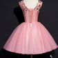 Blush Floral Embroidered Short Celia Pink Homecoming Dresses CD24333