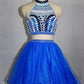 Blue High Neck Beaded Short Cocktail Destiny Two Pieces Homecoming Dresses Dresses CD413