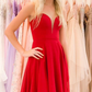 Red V Neck Short Party Dress Red Chiffon Lilia Homecoming Dresses CD5209