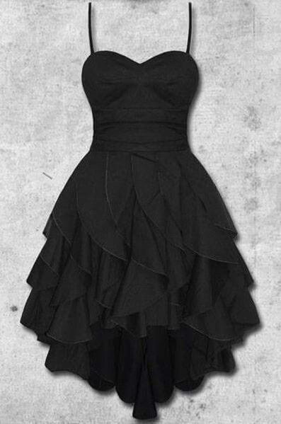 Roselyn Chiffon Homecoming Dresses Black Sweetheart A-Line Short Strapless Casual Dresses CD5241