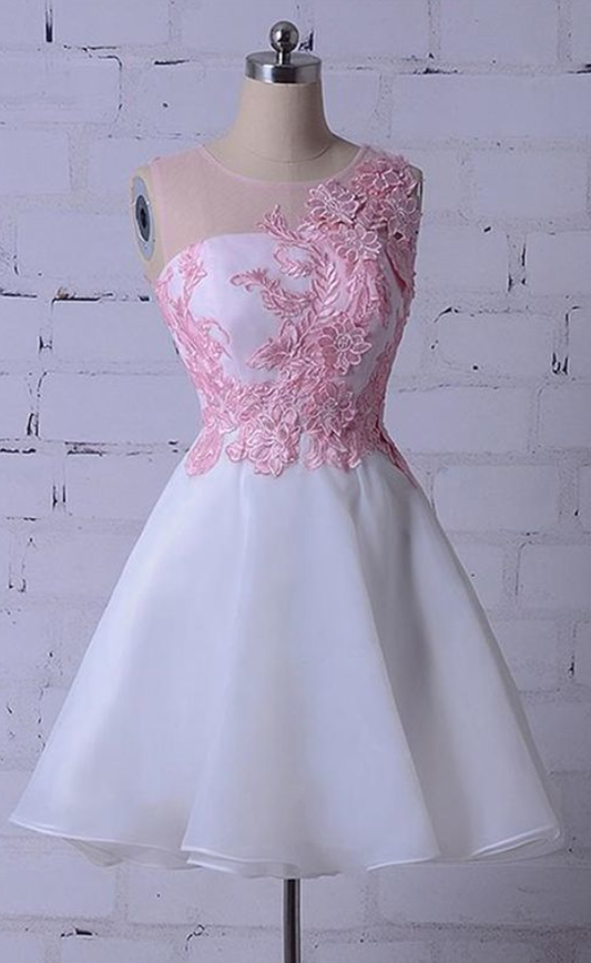 Lace Homecoming Dresses Kennedy Cocktail Beautiful Cute Round Neck Sleeveless Appliques Dress CD934