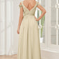 Off-the-Shoulder side Slit Empire Bridesmaid Dresses