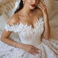 2024 A Line Off The Shoulder Wedding Dresses Tulle With Applique And Beads Court Train