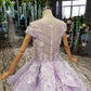 Ball Gown Lace Appliques Cap Sleeves Long Prom Dresses, Quinceanera SJS20480