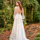Long Sleeves V Neck Wedding Dresses Beautiful Tulle Beach Bridal Dresses