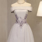 Tulle Boat Neck Homecoming Dresses A Line Tulle With Applique