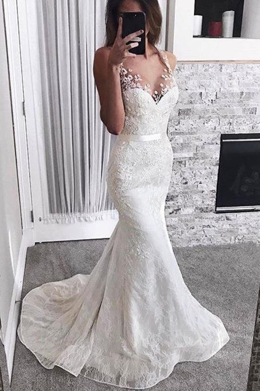 2024 Mermaid Wedding Dresses Straps Tulle Lace High Quality