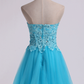 Homecoming Dress Sweet Short/Mini A Line Tulle Skirt With Applique And Beads