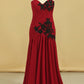 Burgundy/Maroon Sweetheart Mermaid Chiffon Evening Dresses With Ruffles And Applique