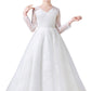 A Line Elegant Long Sleeve Lace Flower Girl Dress With Bownet