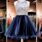 Scoop A Line Beaded Bodice Homecoming Dresses Tulle Short/Mini