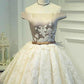 A Line Off the Shoulder Lace up Bowknot Cute Ivory Lace Homecoming Dresses JS830