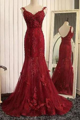 Stunning Mermaid Prom Dresses Uk with Lace Appliques JS708