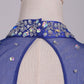 High Neck Homecoming Dresses Beaded Bodice A-Line Dark Royal Blue Tulle Short/Mini