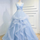 Puffy V Neck Sleeveless Tulle Prom Dress With Appliques Quinceanera SJSP4EM4EZY