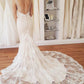 Elegant Spaghetti Straps Mermaid V Neck Lace Wedding Dresses Beach Bridal Dresses SJS15202