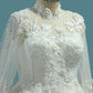 Luxurious Wedding Dresses High Neck Tulle With Sequins Beads Crystals Lace Up
