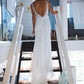 Chic Ivory Mermaid V-Neck Open Back Lace Long Sleeveless Beach Wedding Dresses