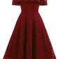 A Line Lace Strapless Off the Shoulder Burgundy Vintage Knee Length Homecoming Dress JS688