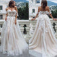 Princess A Line Off the Shoulder Sweetheart Beach Wedding Dresses with Appliques SJS15585