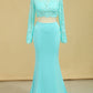 Two Pieces Prom Dresses Mermaid Spandex & Tulle With Applique