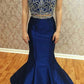 Two Pieces Beading Bodice Long Mermaid Prom Dresses Evening Dresses