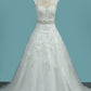 New Arrival A Line Sweetheart Tulle Wedding Dresses With Applique And Beads