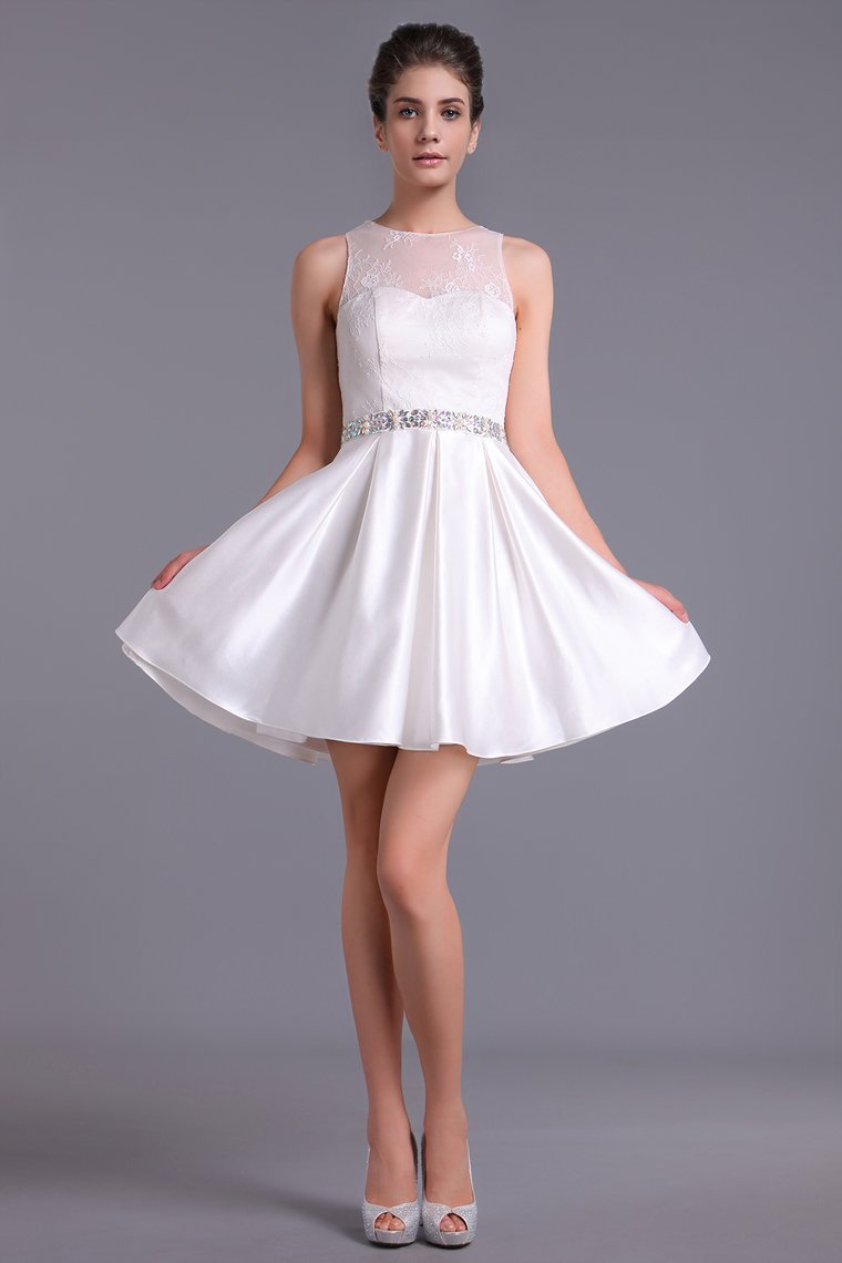 Homecoming Dresses Scoop A Line Satin&Lace