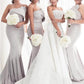 Strapless Silver Mermaid Elegant Long Sleeveless Prom Dresses Bridesmaid Dresses JS64