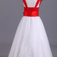 2024 Bicolor Straps A-Line Chiffon & Tulle Flower Girl Dresses With Ruffles