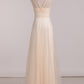 2024 Tulle V Neck Bridesmaid Dresses A Line With Ruffles Floor Length