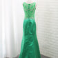 Mermaid Satin Scoop Prom Dresses With Embroidery Floor Length