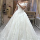 Off The Shoulder A Line Wedding Dresses Tulle With Applique Court Train