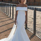 Simple Satin Off The Shoulder Wedding Dresses Beautiful Beach Bridal Dresses