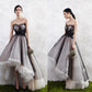 A Line Tulle High Low Sweetheart Strapless Sleeveless Prom Dresses Homecoming Dresses