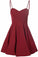 Simple A-Line Spaghetti Straps Satin Burgundy Short Homecoming Dress With Pleats JS13
