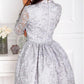 A-Line Crew Long Sleeves Above Knee Grey Lace Short Homecoming Dresses JS19