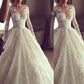 Ball Gown Long Sleeves Scoop Court Train Lace Wedding Dresses DEP0006107