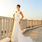 Sheath/Column V-neck Pleats Sleeveless Long Net Beach Wedding Dresses DEP0006191
