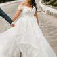 A-Line/Princess Ruffles Sweep/Brush Train Organza Sleeveless Off-the-Shoulder Plus Size Wedding Dresses DEP0006167
