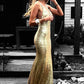 Trumpet/Mermaid V-neck Sleeveless Floor-Length Ruffles Sequins Dresses DEP0002581