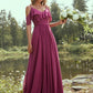 A-Line/Princess Chiffon Ruffles V-neck Sleeveless Floor-Length Bridesmaid Dresses DEP0004967