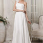 Sheath/Column One-Shoulder Sleeveless Ruffles Long Chiffon Wedding Dresses DEP0006978