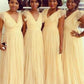 A-Line/Princess Sleeveless V-neck Floor-Length Chiffon Bridesmaid Dresses DEP0005349