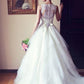 A-Line/Princess Sleeveless Scoop Chapel Train Sash/Ribbon/Belt Beading Applique Lace Tulle Wedding Dresses DEP0006416