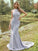 Sheath/Column Stretch Crepe Lace Halter Sleeveless Sweep/Brush Train Bridesmaid Dresses DEP0004957